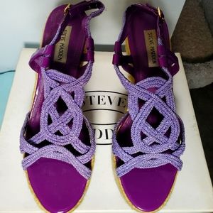 STEVE MADDEN PURPLE MACREME WEDGE SANDLE SIZE 10